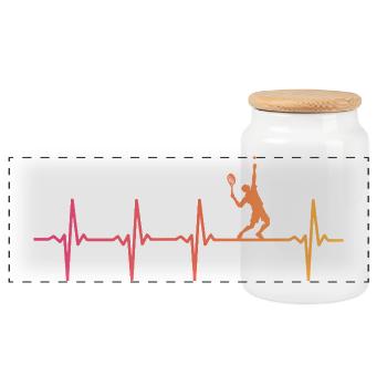 Tennisspieler von Sunset Heartbeat - Panorama Keksdose mit Holzdeckel - Weiß - Vorne