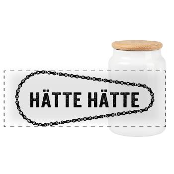 Hätte Hätte Fahrradkette – Geschenk für Radfahrer - Panorama Keksdose mit Holzdeckel - Weiß - Vorne