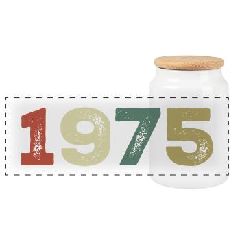 1975 Born 1975 - Panoramic Cookie Jar with Wooden Lid - white - Front