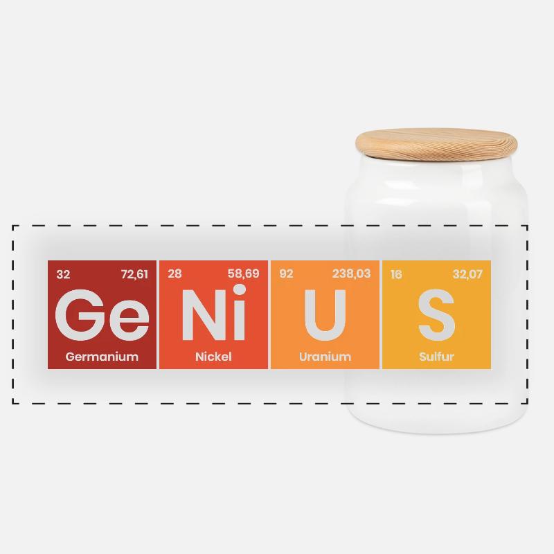 Periodensystem Genius - Panorama Keksdose mit Holzdeckel - Weiß