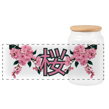 Sakura [jap.] - Panorama Keksdose mit Holzdeckel - Weiß - Vorne