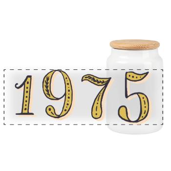 Cadeau d’anniversaire 1975 Vintage 1975  - Boîte à biscuits avec couvercle en bois - blanc - Devant
