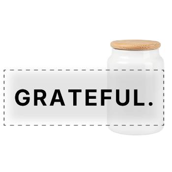 Grateful - Attitude de Gratitude - Boîte à biscuits avec couvercle en bois - blanc - Devant