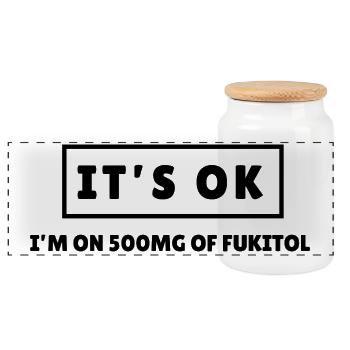It's ok - I'm on 500mg of Fukitol - Panoramic Cookie Jar with Wooden Lid - white - Front