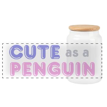 Cute as a Penguin - Panorama Keksdose mit Holzdeckel - Weiß - Vorne