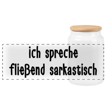 Ich spreche fließend sarkastisch - Panorama Keksdose mit Holzdeckel - Weiß - Vorne