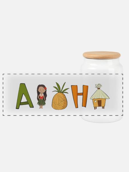 aloha - Panorama Keksdose mit Holzdeckel - Weiß