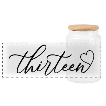 Cute 13th Birthday Gift 13 Years Old - Thirteen - Panoramic Cookie Jar with Wooden Lid - white - Front