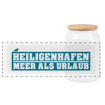 Heiligenhafen - Meer als Urlaub - Panorama Keksdose mit Holzdeckel - Weiß - Vorne