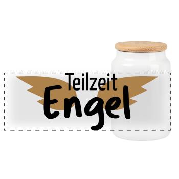 Engel Teilzeitengel Flügel Held Heldin Geschenk - Panorama Keksdose mit Holzdeckel - Weiß - Vorne