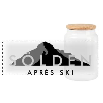 Sölden Apres Ski Berge Wintersport - Panorama Keksdose mit Holzdeckel - Weiß - Vorne