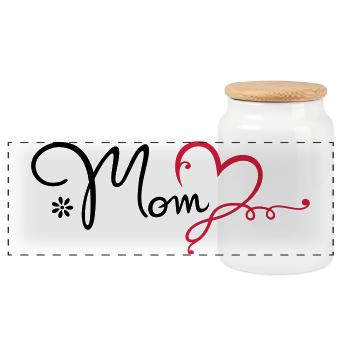 Love Mom Geschenk Muttertag Mama - Panorama Keksdose mit Holzdeckel - Weiß - Vorne