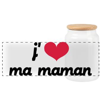 J'aime ma Maman - Boîte à biscuits avec couvercle en bois - blanc - Devant
