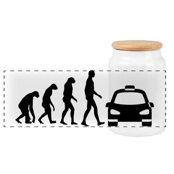 Taxi - Boîte à biscuits avec couvercle en bois - blanc - Devant