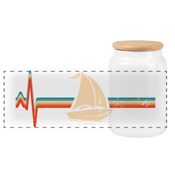 Voilier Marin Voilier Heartbeat Vintage Retro - Boîte à biscuits avec couvercle en bois - blanc - Devant