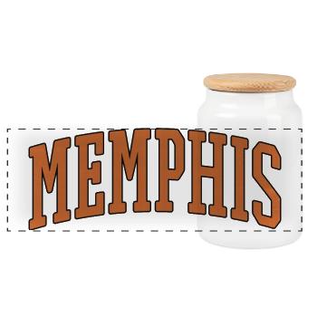 Memphis Varsity Arc Logo - Panoramic Cookie Jar with Wooden Lid - white - Front