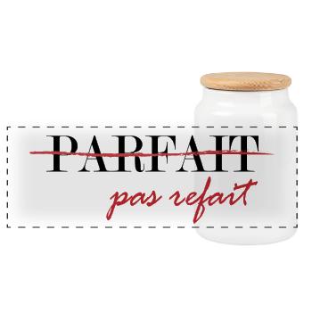 Perfect, not redone (black) - Panoramic Cookie Jar with Wooden Lid - white - Front