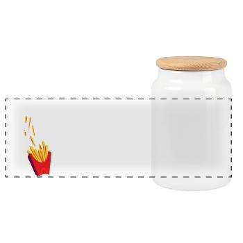 Don't Share My Food - Panoramic Cookie Jar with Wooden Lid - white - Front