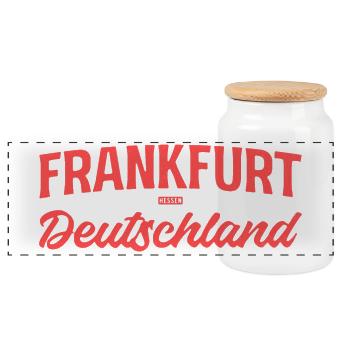Frankfurt Deutschland Vintage - Panorama Keksdose mit Holzdeckel - Weiß - Vorne