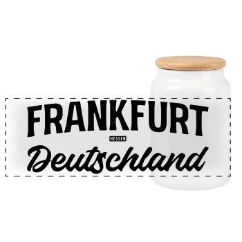 Frankfurt Hessen Deutschland Städte Design - Panorama Keksdose mit Holzdeckel - Weiß - Vorne