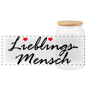 LIEBLINGSMENSCH LIEBE HERZ VALENTINSTAG GESCHENK - Panorama Keksdose mit Holzdeckel - Weiß - Vorne