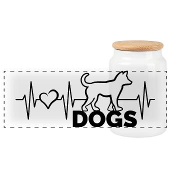 Heartbeat, Heart, Pulse, Dogs, Dogs, Dog, Animals, Friends - Panoramic Cookie Jar with Wooden Lid - white - Front