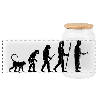 Fleischer Evolution - Panoramic Cookie Jar with Wooden Lid - white - Front