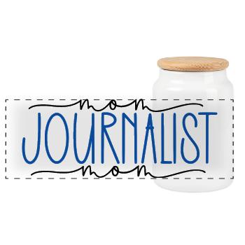 Journalist Proud Mom Sweet Gift - Panoramic Cookie Jar with Wooden Lid - white - Front