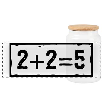 2 plus 2 equals 5 - Panoramic Cookie Jar with Wooden Lid - white - Front