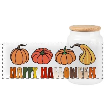 Joyeux halloween - Boîte à biscuits avec couvercle en bois - blanc - Devant