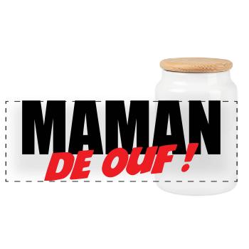 Maman de ouf ! - Boîte à biscuits avec couvercle en bois - blanc - Devant