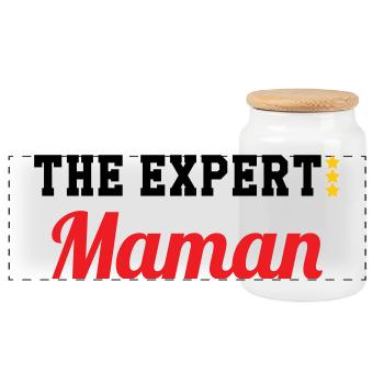Maman l'experte - Boîte à biscuits avec couvercle en bois - blanc - Devant