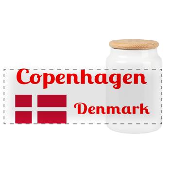Copenhagen Denmark - Stylish prints - Panoramic Cookie Jar with Wooden Lid - white - Front