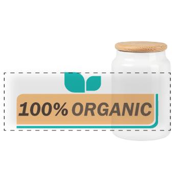 100% biologische, gesunde, natürliche Lebensmittel - Panorama Keksdose mit Holzdeckel - Weiß - Vorne