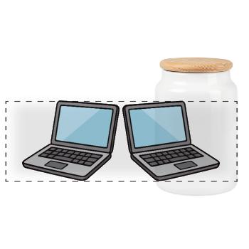 Doppel-Laptops Kollaboration - Panorama Keksdose mit Holzdeckel - Weiß - Vorne