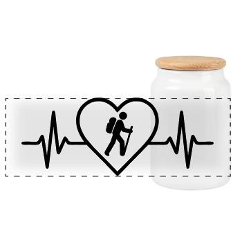 Hiking Heart - Panoramic Cookie Jar with Wooden Lid - white - Front