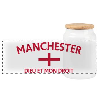 Manchester Flagge Motto T-Shirt - Panorama Keksdose mit Holzdeckel - Weiß - Vorne