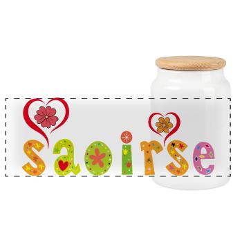 Saoirse Personalized Design - Panoramic Cookie Jar with Wooden Lid - white - Front