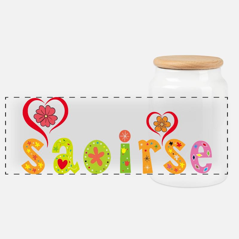 Saoirse Personalisiertes Design - Panorama Keksdose mit Holzdeckel - Weiß