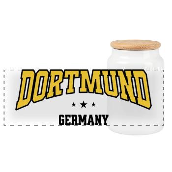 Conception de la police courbe Dortmund - Boîte à biscuits avec couvercle en bois - blanc - Devant