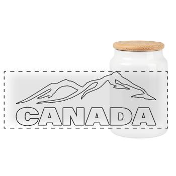 Canada - Panoramic Cookie Jar with Wooden Lid - white - Front