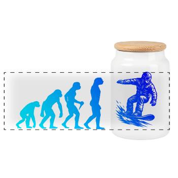 Œuvres modernes de snowboard - Boîte à biscuits avec couvercle en bois - blanc - Devant