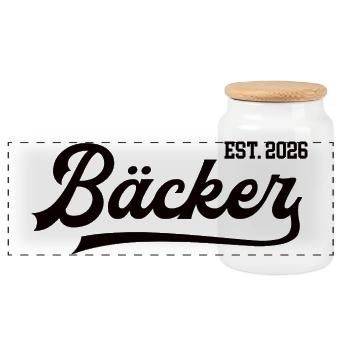 Baker 2026 Apprenticeship Bakery Apprentice Exam - Panoramic Cookie Jar with Wooden Lid - white - Front