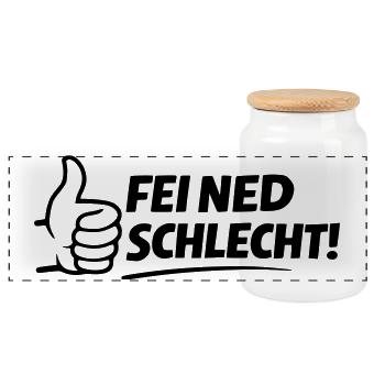 Fei ned schlecht - Panorama Keksdose mit Holzdeckel - Weiß - Vorne