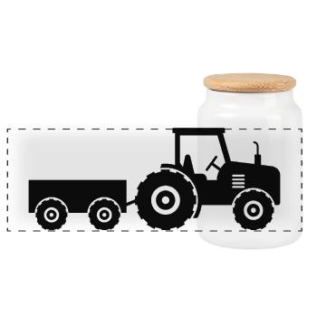 Tracteur agricole - Boîte à biscuits avec couvercle en bois - blanc - Devant