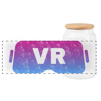 Virtual Reality VR Vintage Gamer Retro Videobrille - Panorama Keksdose mit Holzdeckel - Weiß - Vorne