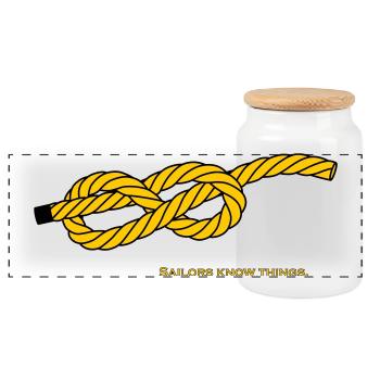 Eight Knots - Capitaine de navire à nœuds en ancre à voile - Boîte à biscuits avec couvercle en bois - blanc - Devant