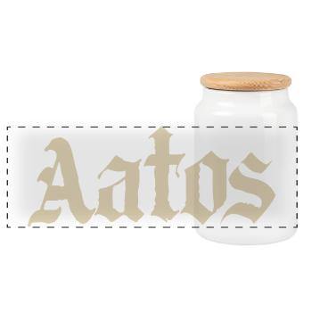 Lettrage gothique Aatos – Logo vintage - Boîte à biscuits avec couvercle en bois - blanc - Devant