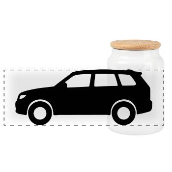 Silhouette de la voiture - Boîte à biscuits avec couvercle en bois - blanc - Devant