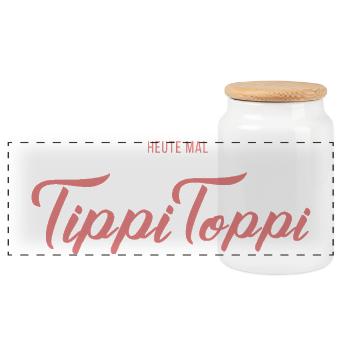 Heute mal TippiToppi - Panorama Keksdose mit Holzdeckel - Weiß - Vorne